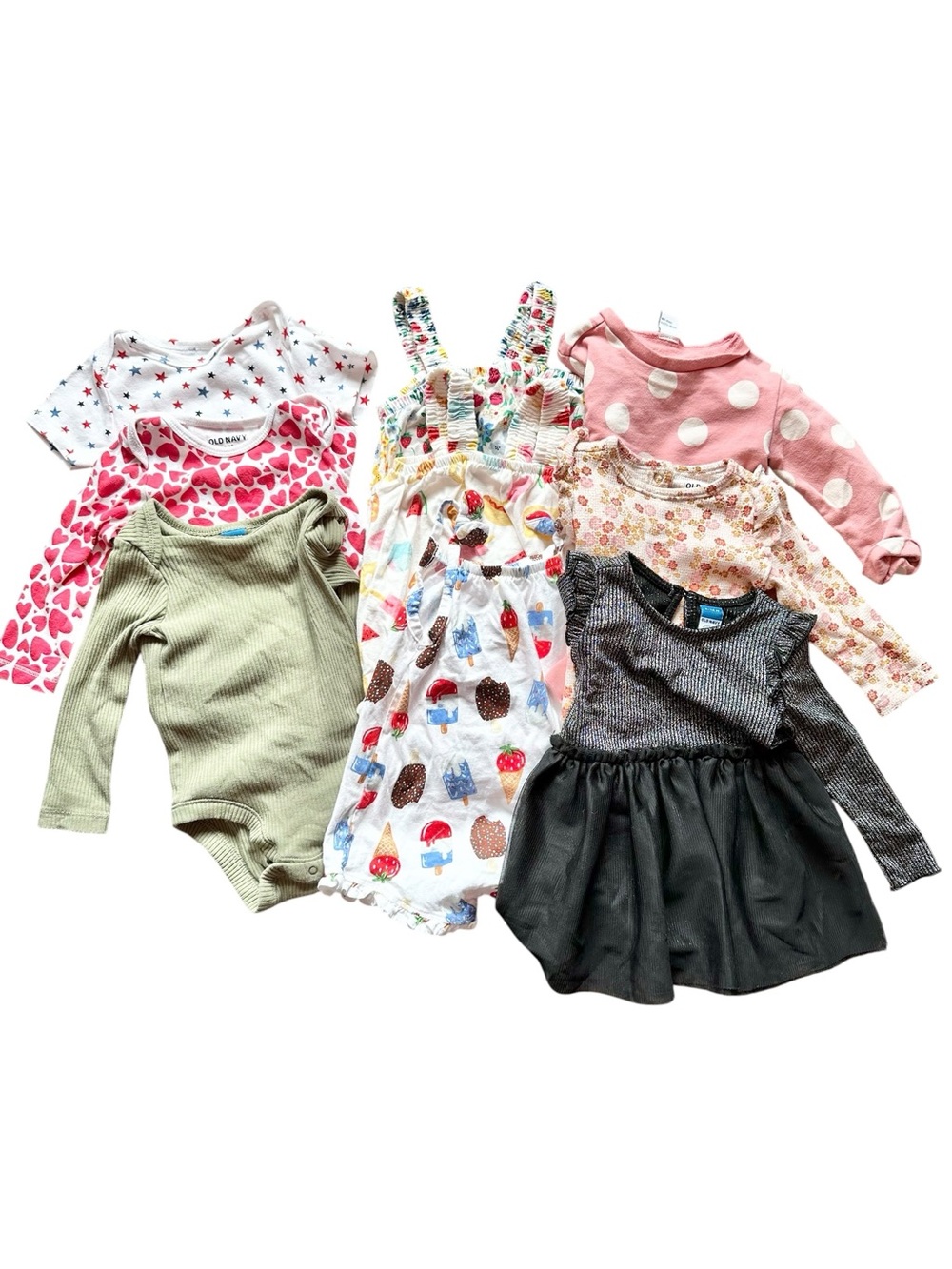 Old Navy 9 piece outfit lot size 6-12 months all seasons baby girl